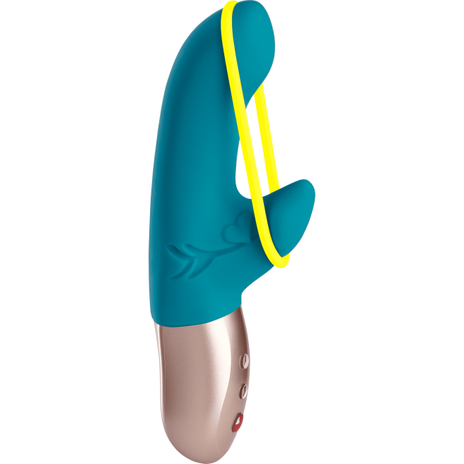 Amorino - Vibromasseur Rabbit silencieux - Pétrole et jaune fluo Amorino - Vibromasseur Rabbit silencieux - Pétrole et jaune fluo