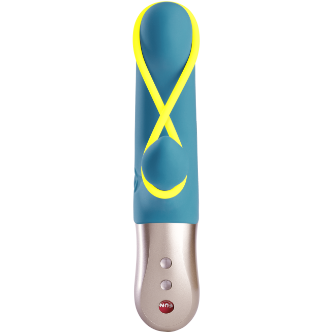 Amorino - Vibromasseur Rabbit silencieux - Pétrole et jaune fluo Amorino - Vibromasseur Rabbit silencieux - Pétrole et jaune fluo