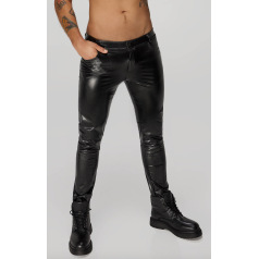 H067 Pantalon long en wetlook serpent avec poches arrière H067 Pantalon long en wetlook serpent avec poches arrière