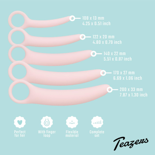 Teazers kit de dilatateur vaginale 5pces - Rose Teazers kit de dilatateur vaginale 5pces - Rose