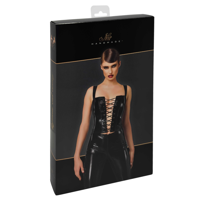 F379 Dominae Corset Top en PVC lacé sur l'avant