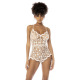 Body blanc transparent Celina avec dentelle brodée florale, bretelles ajustables