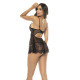 Nuisette noir Selma, en dentelle, avec armatures et string assorti inclus