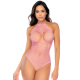 Body rose en résille à motif coeur - Mapalé
