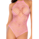 Body rose en résille à motif coeur - Mapalé