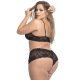 Ensemble lingerie noir, grande taille, avec top bustier et shorty dentelle