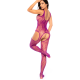 Bodystocking en résille à motif floral, couleur orchidée - Mapalé