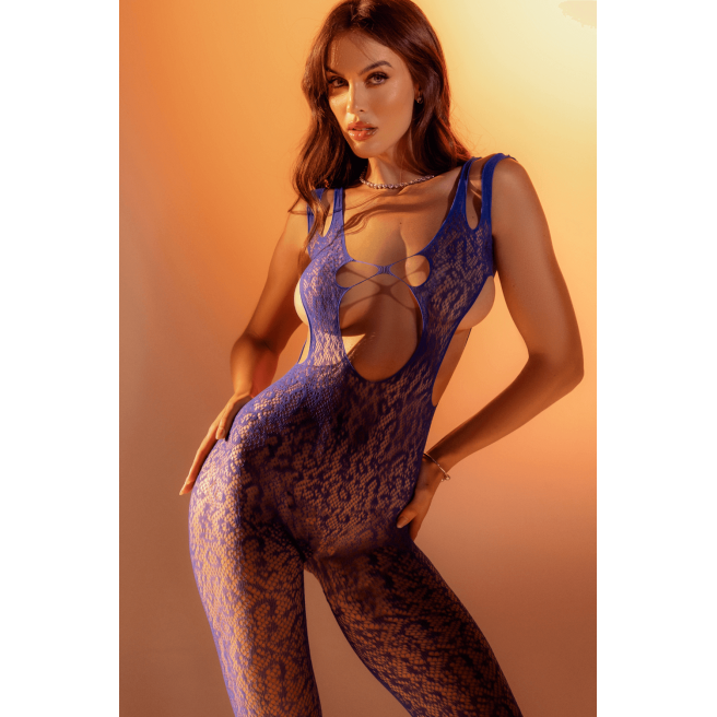 Combinaison résille bleue échancrée à l?arrière - Mapalé