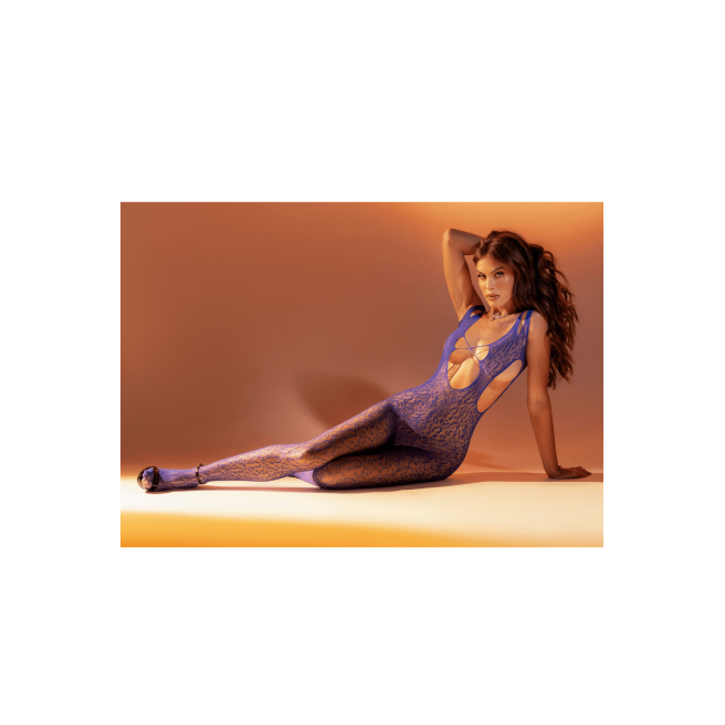 Combinaison résille bleue échancrée à l?arrière - Mapalé