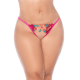 Nuisette grande taille en résille et dentelle florale rose et string assorti