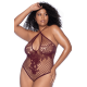 Body string grande taille en résille couleur cerise
