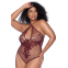 Body string grande taille en résille couleur cerise