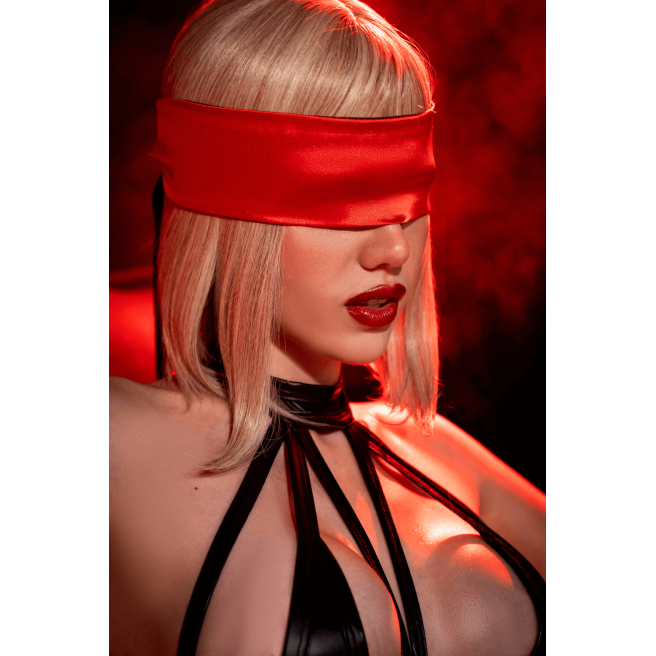 Accessoire coquin en satin réversible noir  rouge