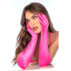 Gants satinés roses avec strass - Mapalé