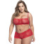 Ensemble lingerie, grande taille,  rouge top bustier et shorty dentelle