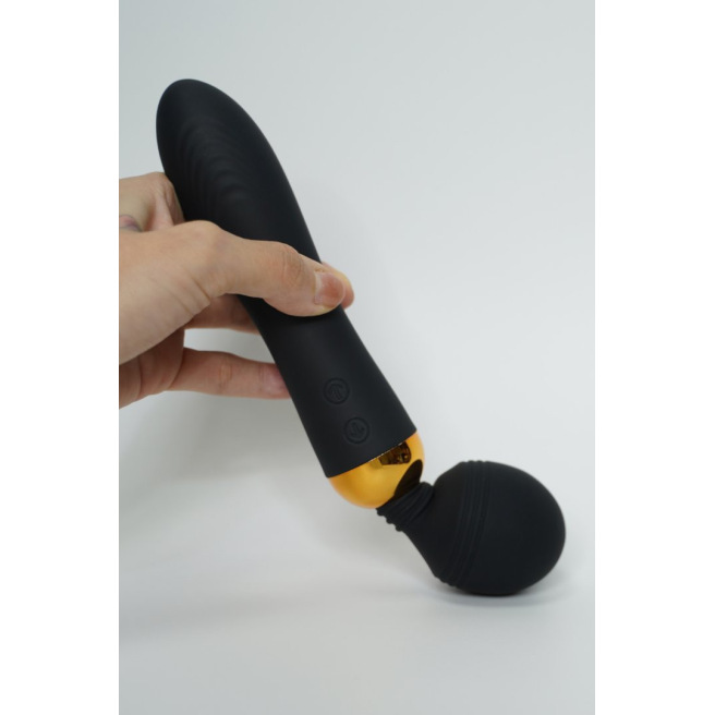SHAKE Noir, Vibromasseur Wand USB en silicone médical avec 2 puissants moteurs indépendants
