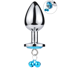 Plug bijou aluminium bleu avec clochettes Taille M JINGLE