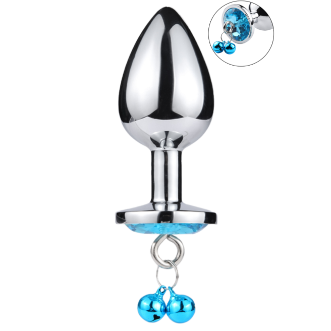 Plug bijou aluminium bleu avec clochettes Taille M JINGLE