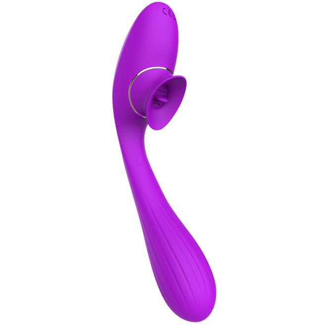 Stimulateur Clitoridien avec langue  Vibromasseur Point G 2-en-1 DISA Violet 