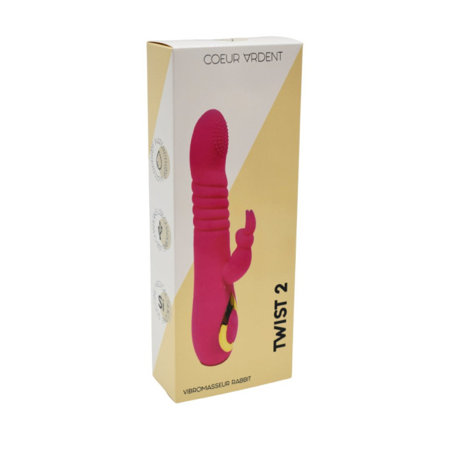 TWIST 2 Rose, Vibromasseur Rabbit va-et-vient USB en silicone médical, doté de 18 modes de stimulation