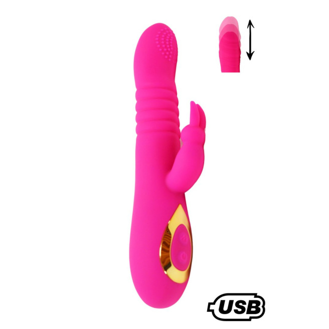 TWIST 2 Rose, Vibromasseur Rabbit va-et-vient USB en silicone médical, doté de 18 modes de stimulation