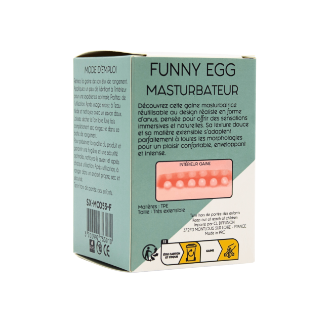 Gaine Masturbatrice Réutilisable FUNNY EGG  Design Réaliste Anus