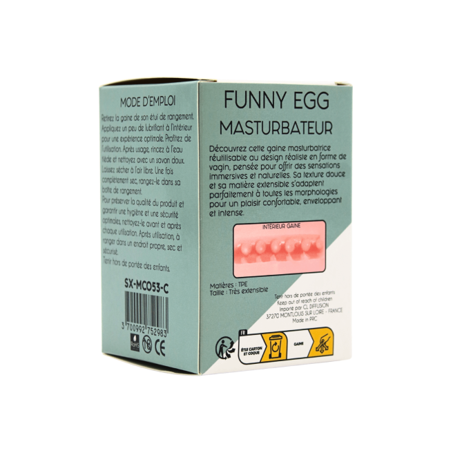 Gaine Masturbatrice Réutilisable FUNNY EGG  Design Réaliste Vagin lèvres fines