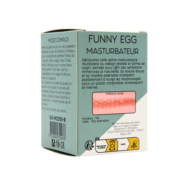 Gaine Masturbatrice Réutilisable FUNNY EGG  Design Réaliste Vagin lèvres épaisses