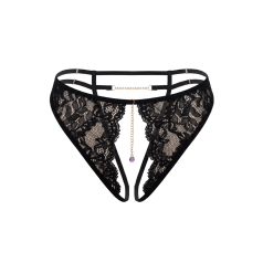 String noir avec bijou couleur aléatoire et chaîne dorée