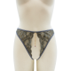 String gris avec bijou couleur aléatoire et chaîne dorée