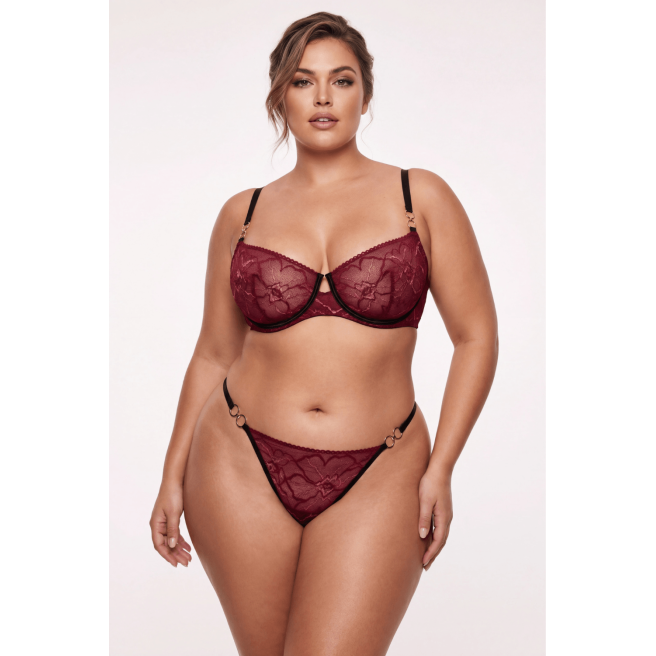 String bordeaux avec anneaux détachables