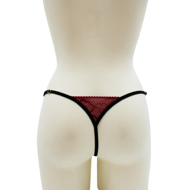 String bordeaux avec anneaux détachables