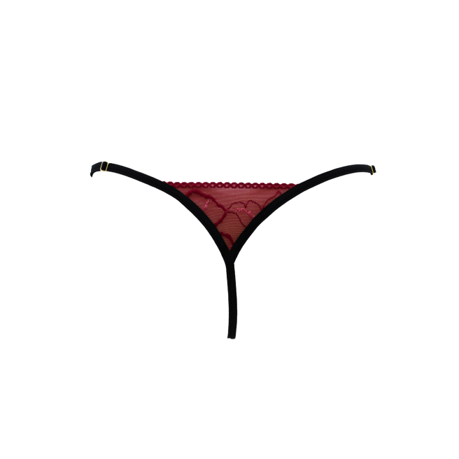 String bordeaux avec anneaux détachables