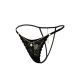 String noir en dentelle avec bijou et chaîne dorée