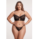 String noir en dentelle avec bijou et chaîne dorée