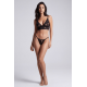 String noir en dentelle avec bijou et chaîne dorée
