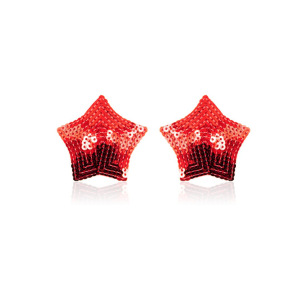 Paire de cache tétons adhésifs étoile pailletée sequin rouge