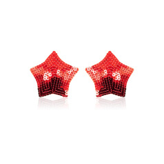 Paire de cache tétons adhésifs étoile pailletée sequin rouge