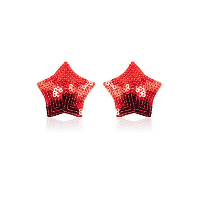Paire de cache tétons adhésifs étoile pailletée sequin rouge