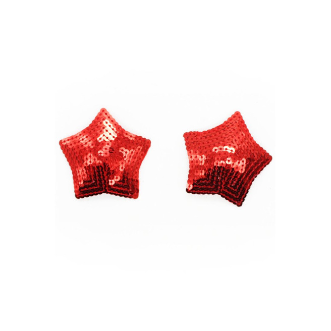 Paire de cache tétons adhésifs étoile pailletée sequin rouge