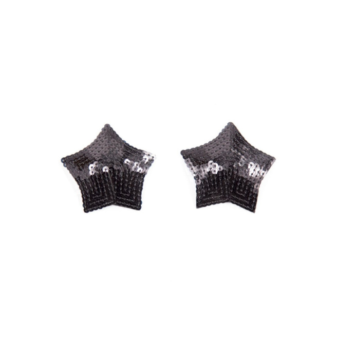 Paire de cache tétons adhésifs étoile pailletée sequin noir