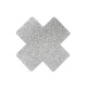 Paire de cache tétons adhésifs croix pailletée blanc