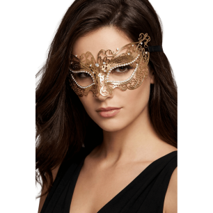 Masque vénitien Alba rigide doré avec strass