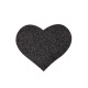 Paire de cache tétons adhésifs coeur pailleté noir