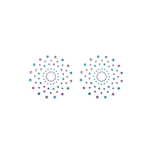 Paire de cache tétons adhésifs strass bleu et violet