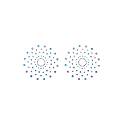 Paire de cache tétons adhésifs strass bleu et violet