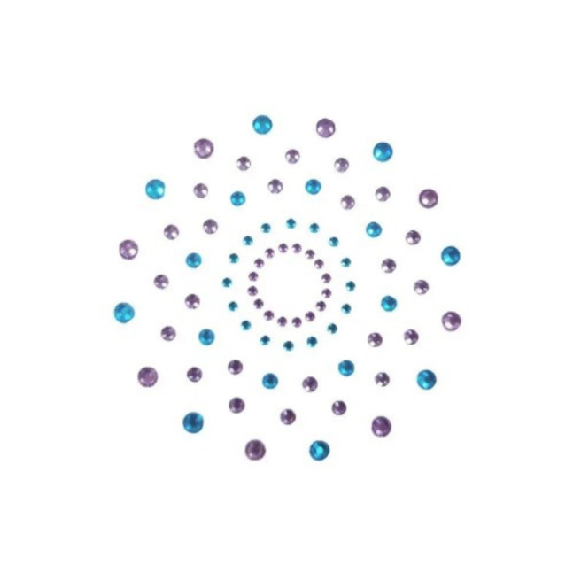 Paire de cache tétons adhésifs strass bleu et violet
