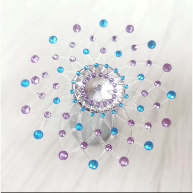 Paire de cache tétons adhésifs strass bleu et violet