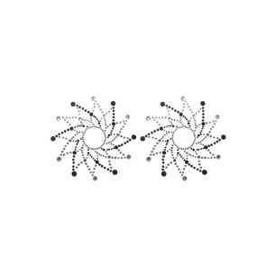 Paire de cache tétons adhésifs strass noir et blanc