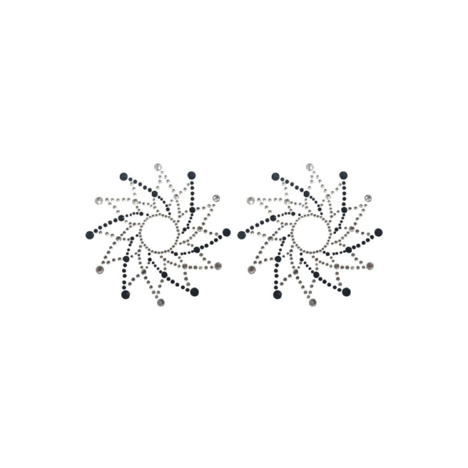 Paire de cache tétons adhésifs strass noir et blanc